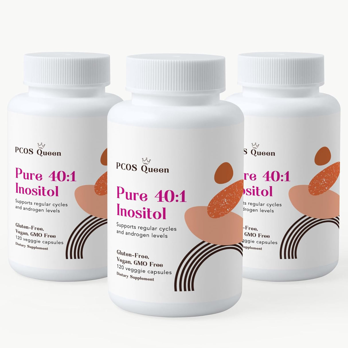 Pure 40:1 Inositol Myo+D-Chiro para Mujeres - Fertilidad y Piel - 3 Botellas
