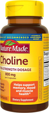 Suplementos de Colina 800 mg - Nature Made, 60 Cápsulas