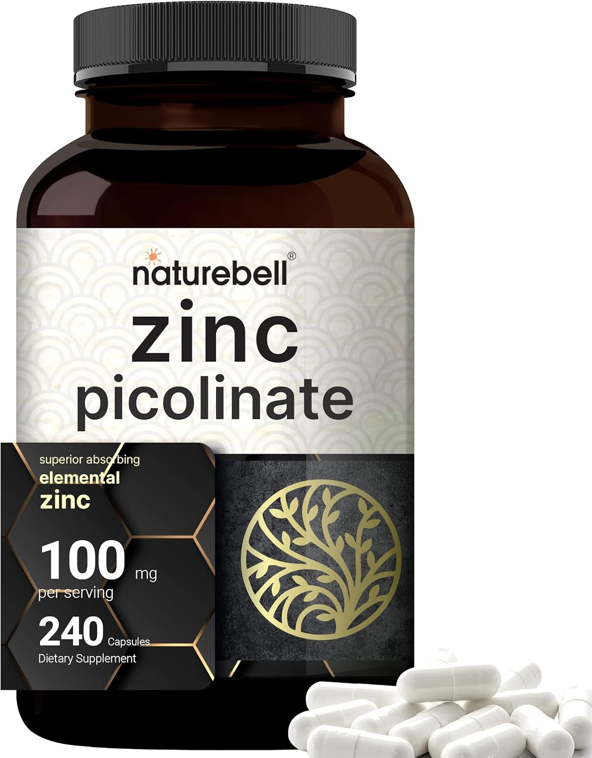 Suplementos Picolinato de zinc de alta potencia 100 mg  240u