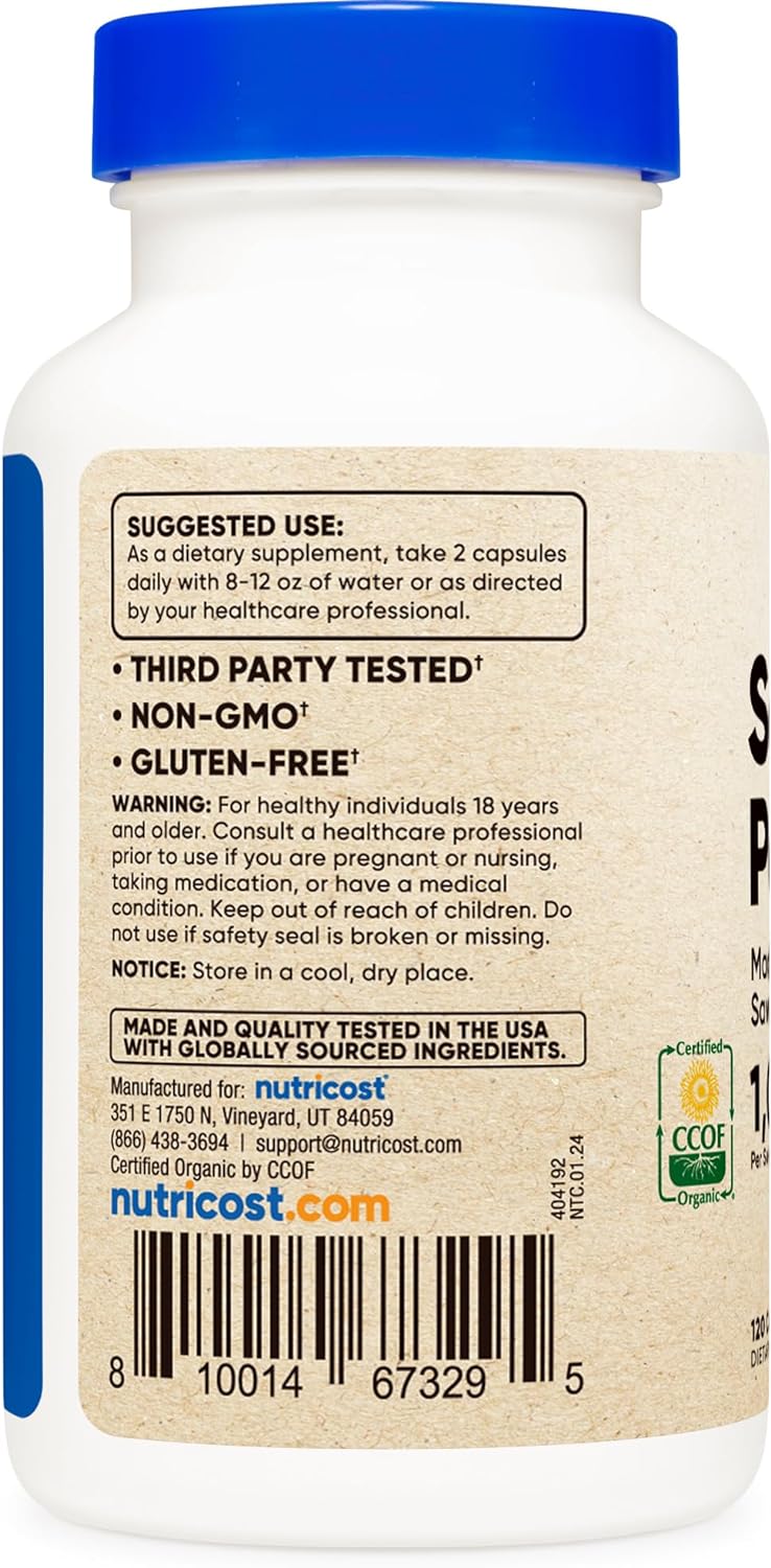 Suplemento Nutricost Saw Palmetto 1000 mg  120 cápsulas