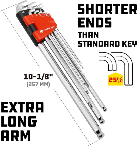 Juego de Llaves Hexagonales Powerbuilt 9 Piezas 240100