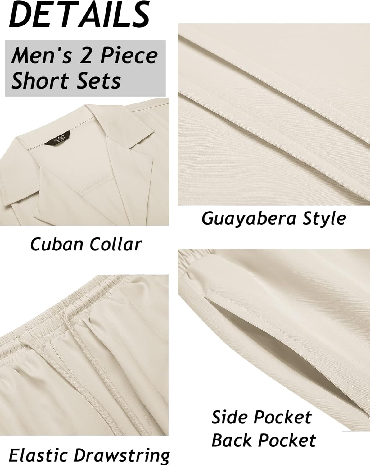 Conjunto deportivo, 2 piezas para hombre, camisa cubana