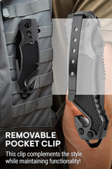 Cuchillo de bolsillo de hoja dentada plegable negro