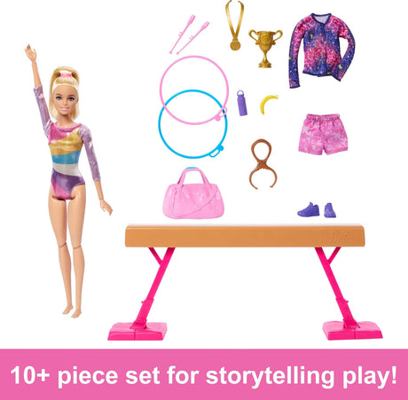 Muñeca Gimnasia Barbie y Accesorios, Juego con C-Clip, Balance Beam