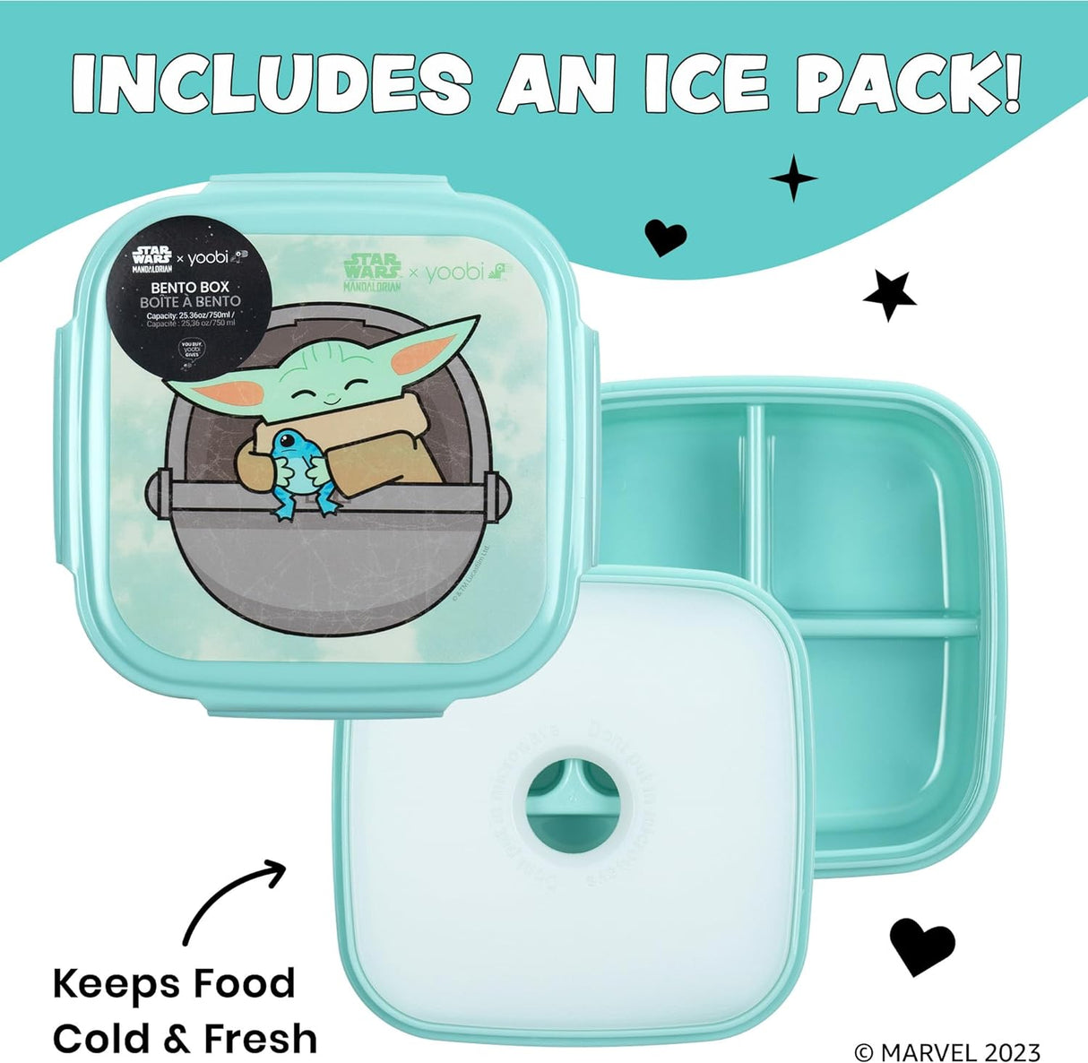 Lonchera Bento Grogu de 3 compartimentos con Ice Pack