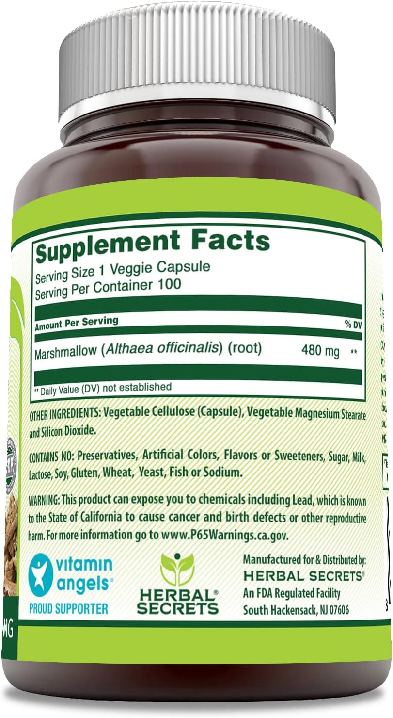Suplemento Herbal Secrets de extracto de malvavisco 480 mg