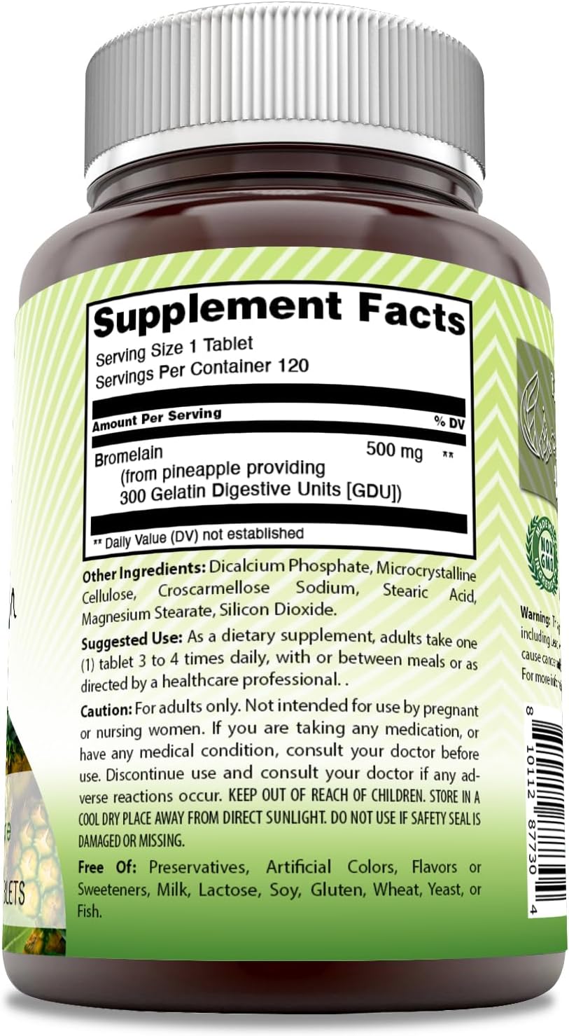 Suplemento Amazing India Bromelina 500 mg 120 tabletas
