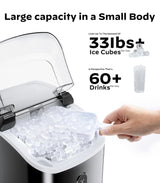 Máquina de Hielo Silonn - 33lbs/24H, Auto-Limpieza, Portátil