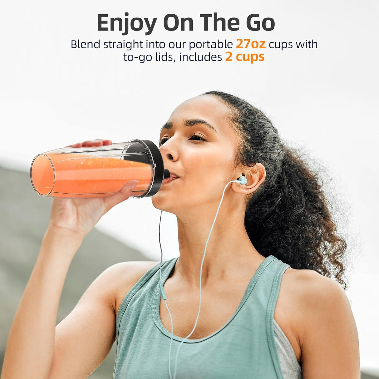 Licuadora Smoothie 1300W, 2 Botellas Portátiles BPA-Free