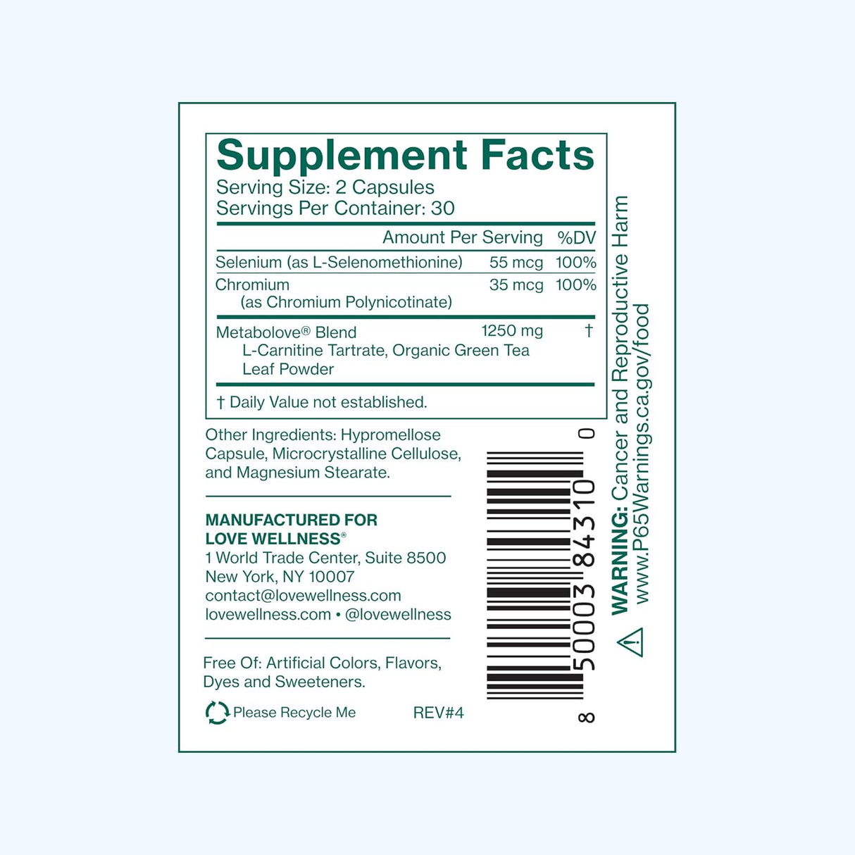 Love Wellness Metabolove | Booster de metabolismo para mujeres | 60 cápsulas