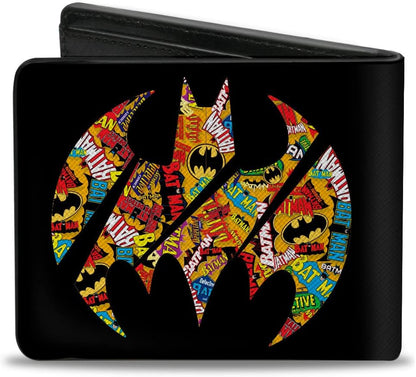 Cartera Bifold Vegana con Logos Apilados de Bat Signal