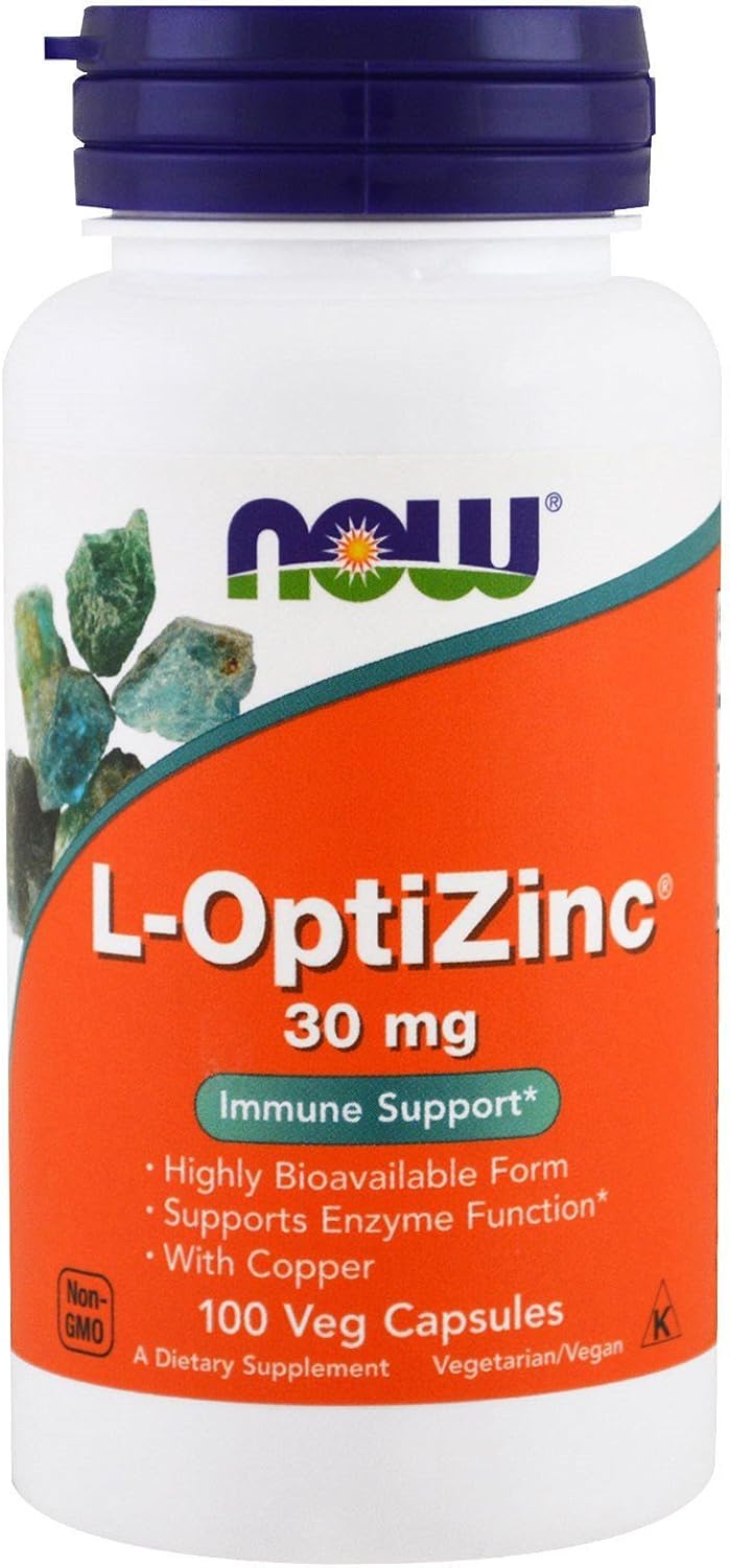 Suplemento Now Foods: L-Optizinc Soporte Inmune 30 mg 100un