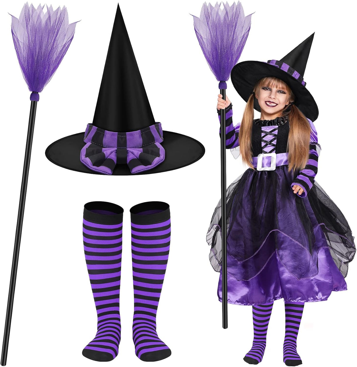 Disfraz de bruja para niña, marca Fairytale, incluye sombrero y tutú