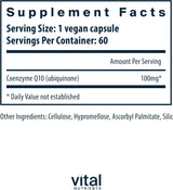 CoQ10 Vital Nutrients 100mg Vegano Antioxidante 60 caps