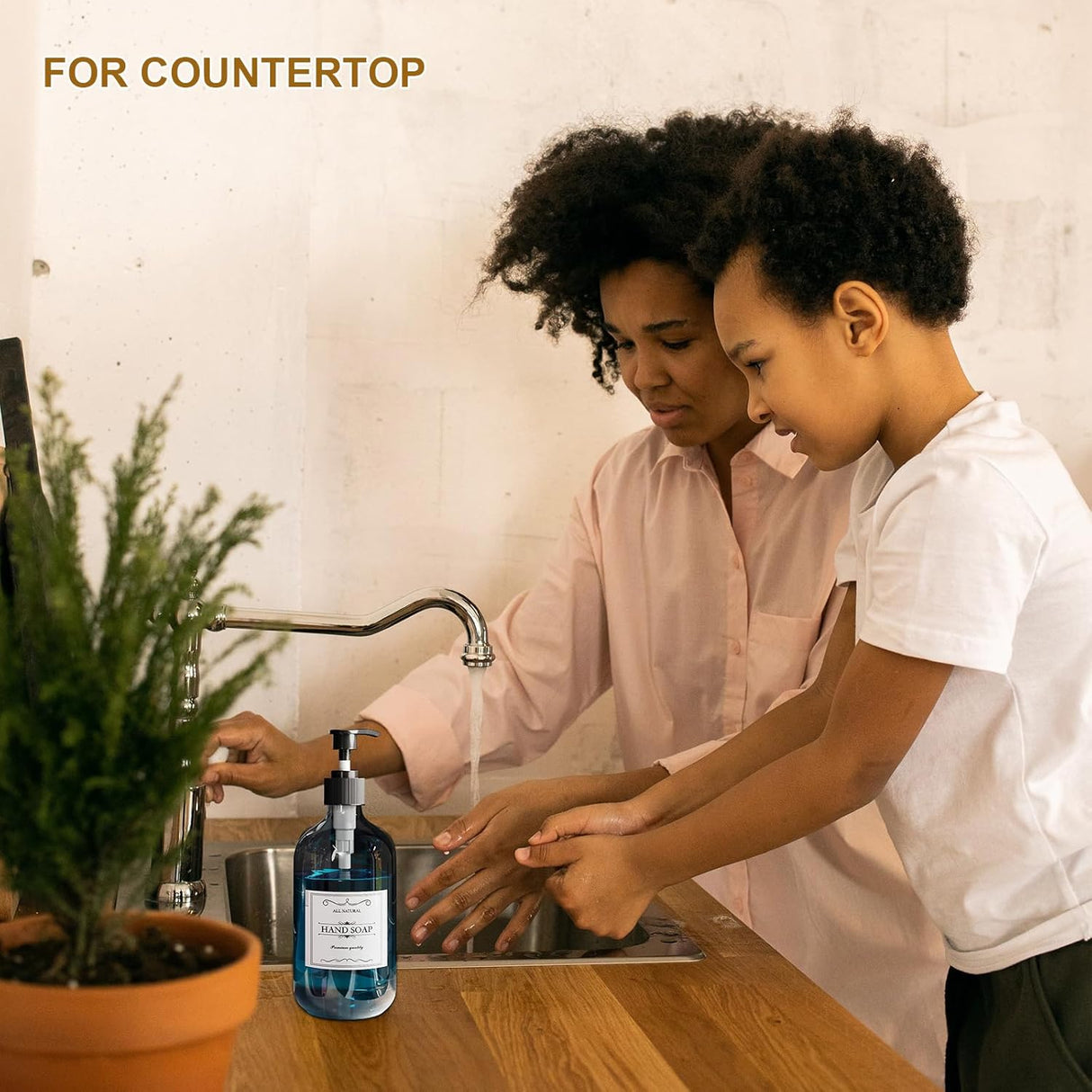 Dispensador de jabón para platos y hogar  de color ámbar
