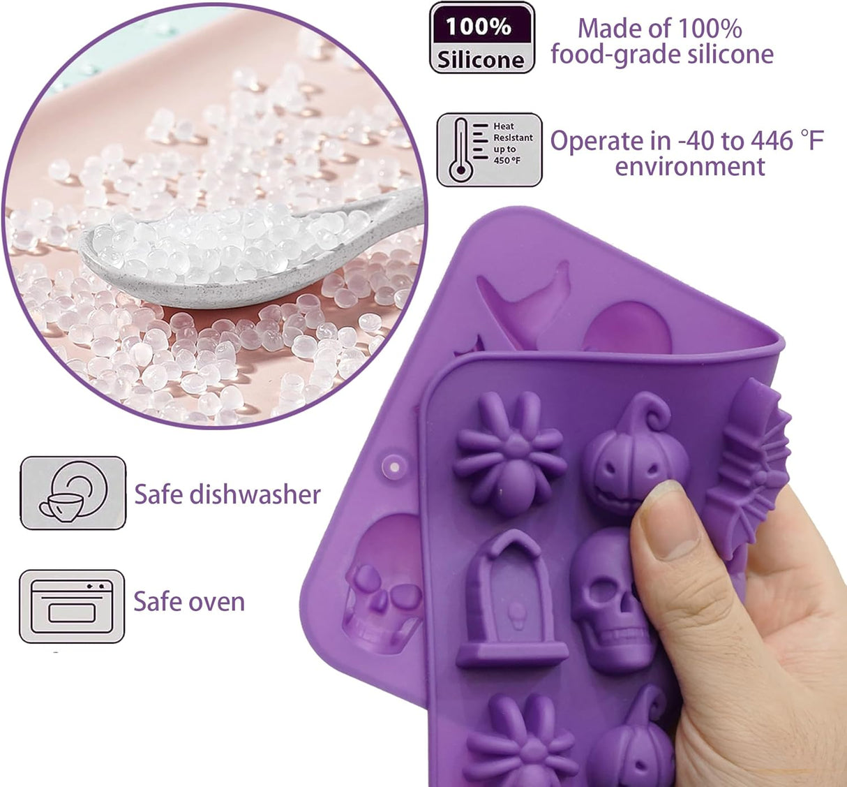 Moldes de Silicona para Chocolate, 2 Piezas, Halloween 3D