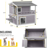 Casa para Gatos Aivituvin, 2 pisos, con balcón grande, modelo 2023
