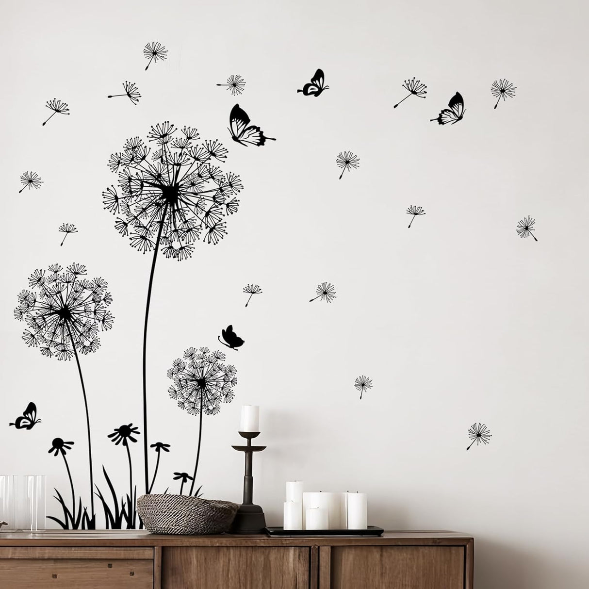 Pegatinas de Pared Dandelion de Supzone con Flores y Mariposas