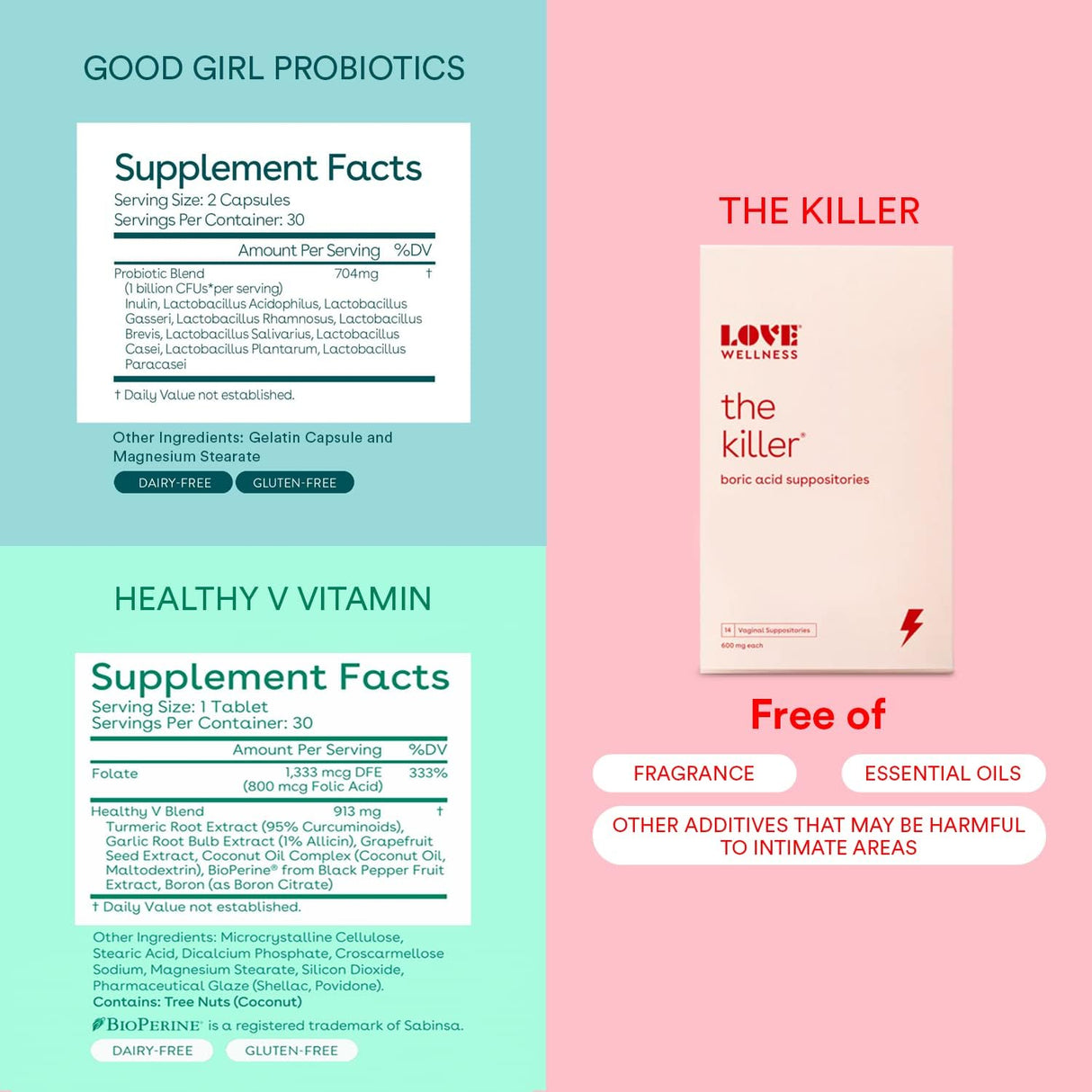 Love Wellnes Girl Probióticos y vitamina V saludable
