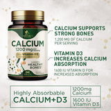 Suplemento Calcio 1200 mg con vitamina D3 apoyo óseo