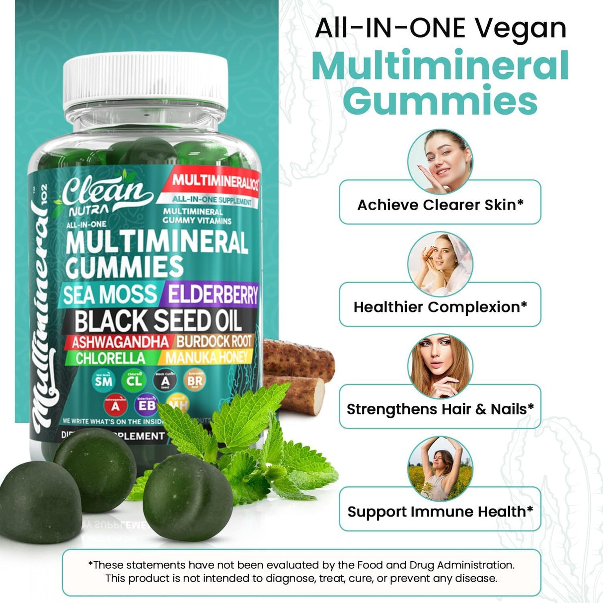 Gummies de Musgo Marino y Aceite de Semilla Negra - Clean Nutra