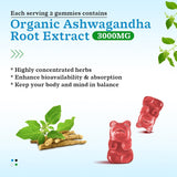 Gomitas de Ashwagandha 3000 mg, apoyo inmune, 120 piezas