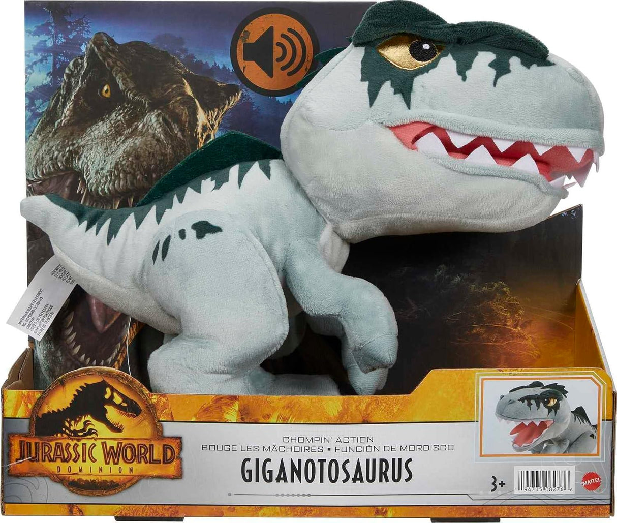 Giganotosaurus de Mattel, peluche con sonido y movimiento
