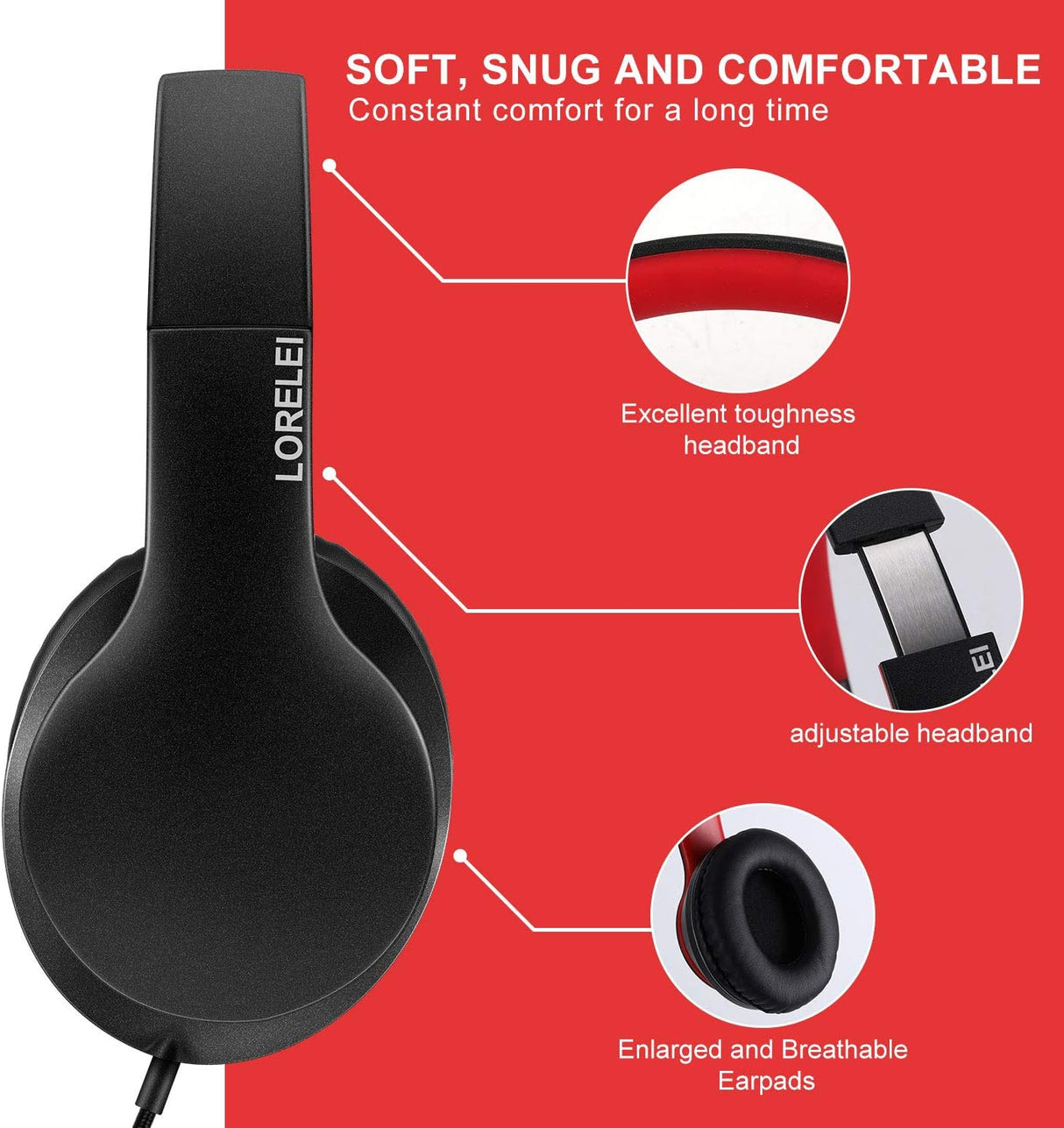 Auriculares LORELEI X6 con micrófono, ligeros y portátiles