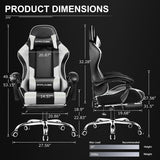 Silla Gamer con Reposapiés y Soporte Lumbar, Ajustable 360°