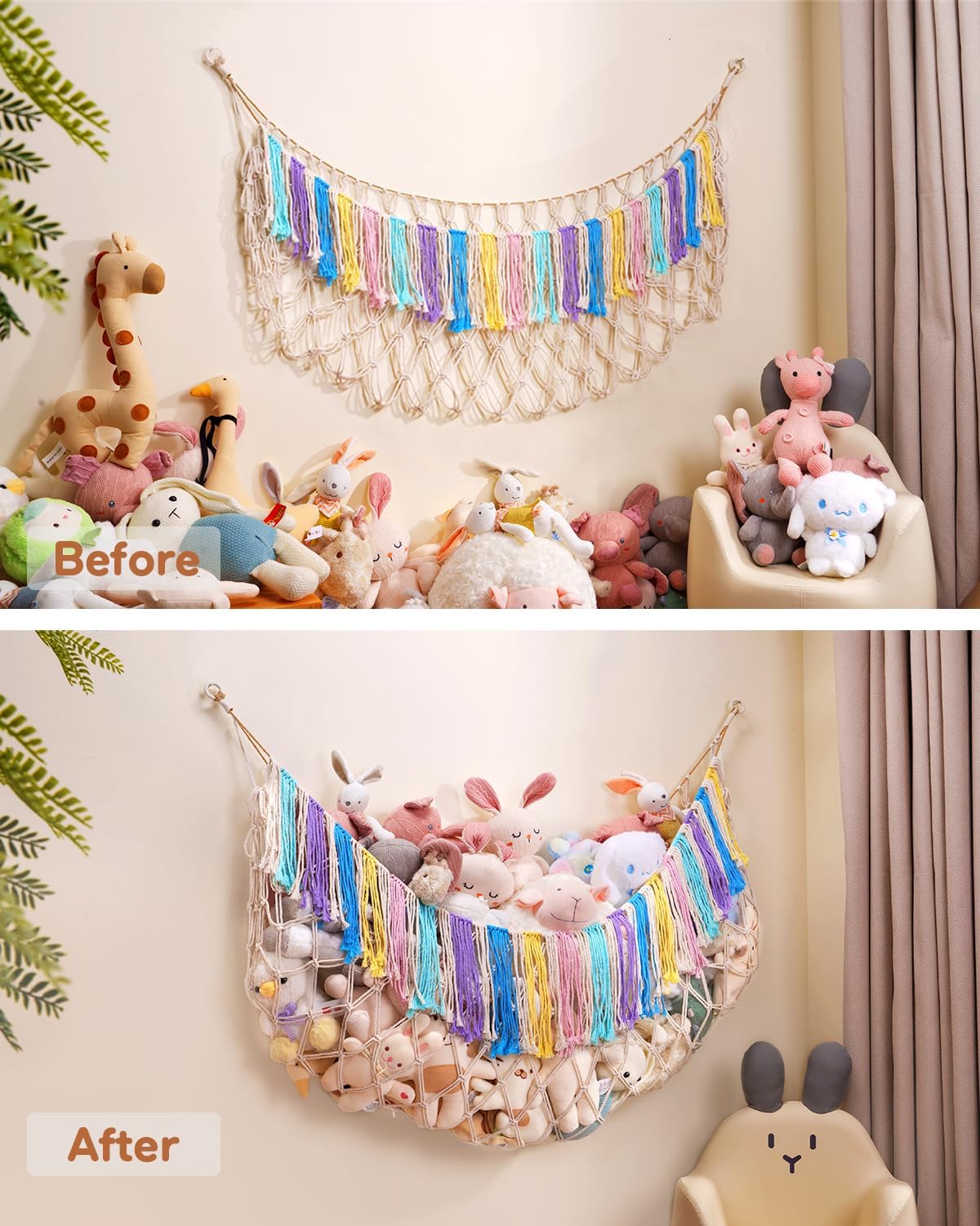 Hamaca de Peluches con Luces - Almacenaje Boho para Niños