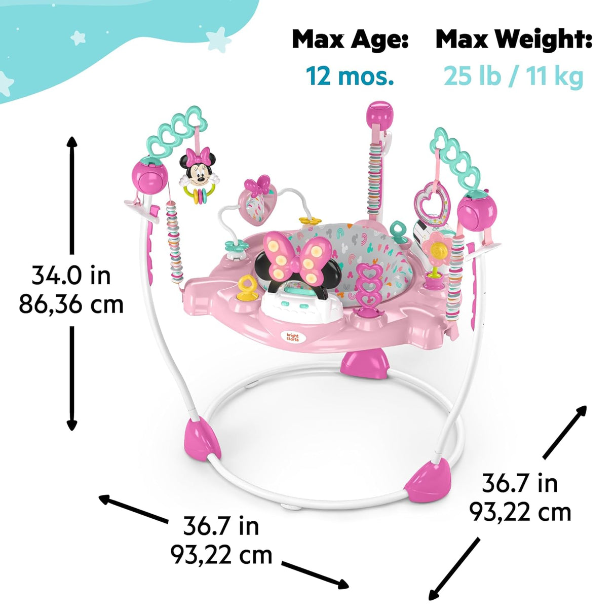 Centro de Actividades Minnie Mouse, Bright Starts, 10 Juguetes, 360°