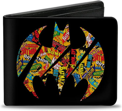 Cartera Bifold Vegana con Logos Apilados de Bat Signal