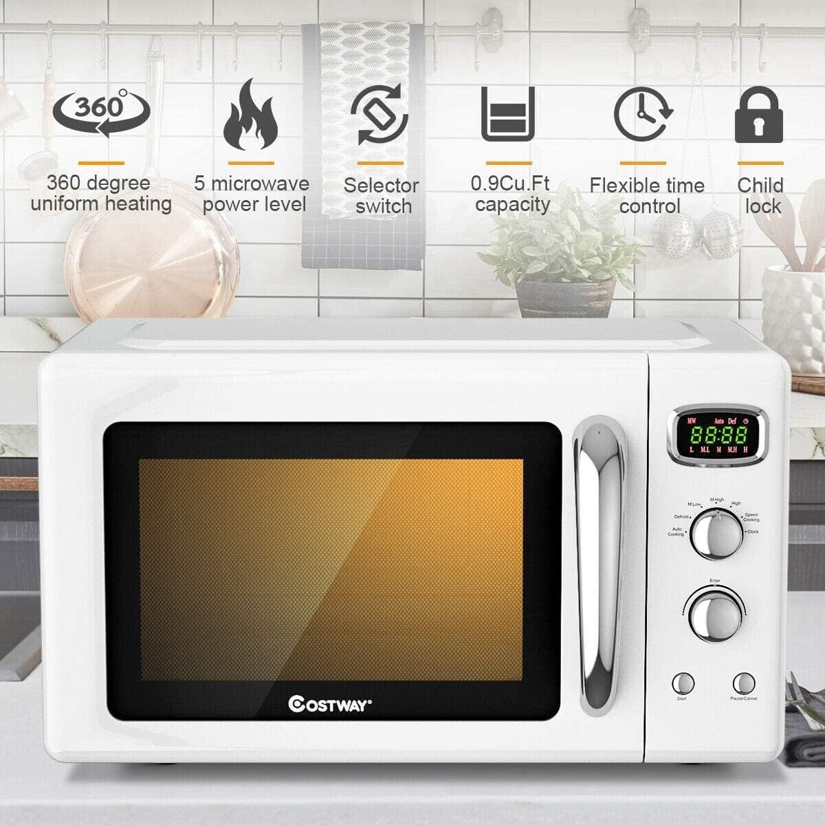 Microondas Retro ARLIME 900W, 0.9Cu.Ft, Auto Cocción, Modelo.