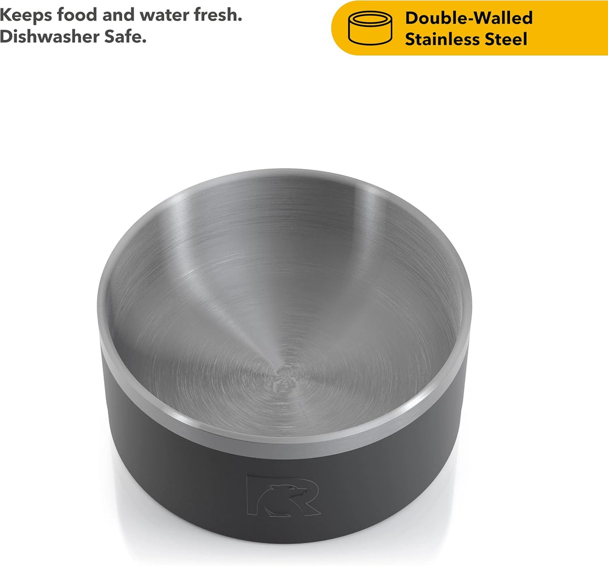 Bowl para perros RTIC, acero inoxidable, portátil y Negro