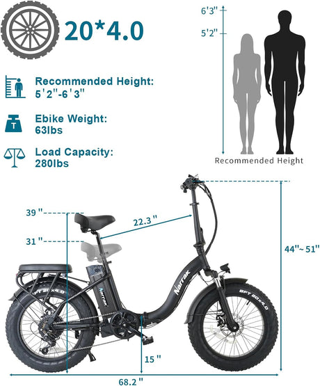 Bicicleta Eléctrica Plegable Fat Tire, 48V, Motor 1100W, M5