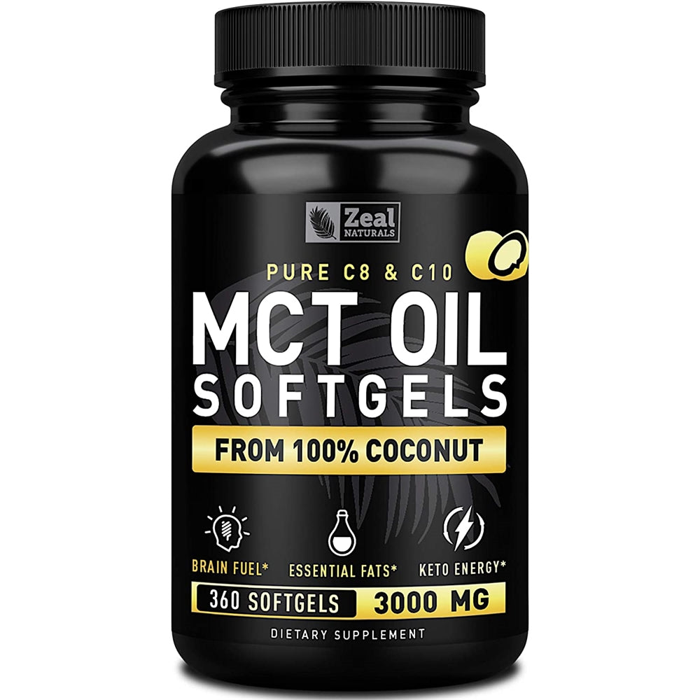 Suplemento de aceite MCT puro  360 cáp  3000 mg energía Keto