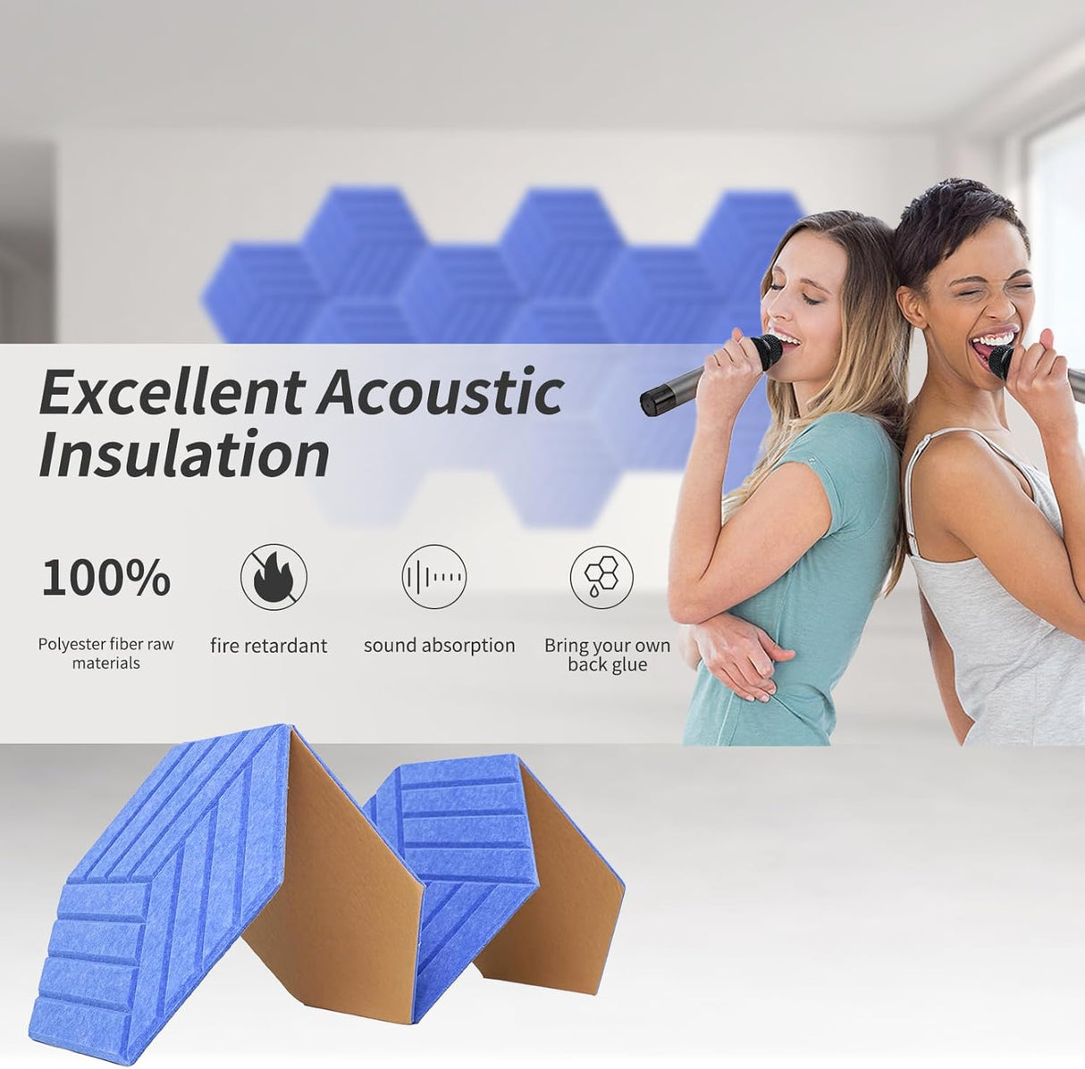 Paneles Acústicos Hexagonales 12 Pack - Espuma Aislante 14x12