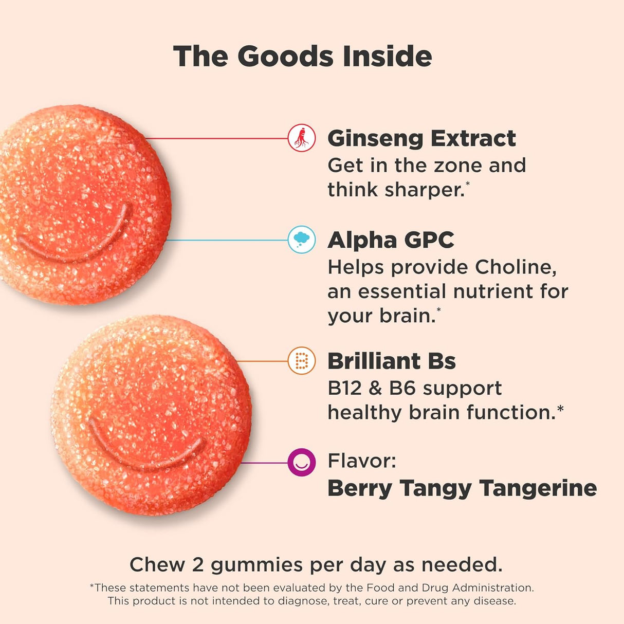 Gomitas Enfoque Láser, Ginseng, Alpha GPC, Vitaminas B