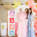 USCNC Baby Boxes With 4 pcs Letters White Clear Balloon Box Blocks for Baby Shower and Birthday Party