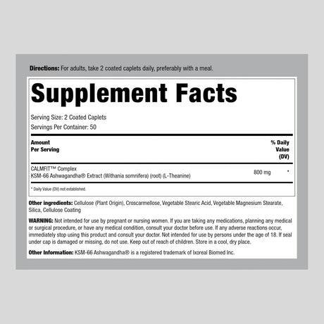 Extracto de raíz de ashwagandha 800 mg Piping Rock KSM-66