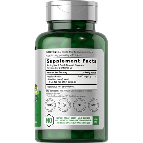 Suplementos Cápsulas Rhodiola Rosea de 2000 mg  180 unidades