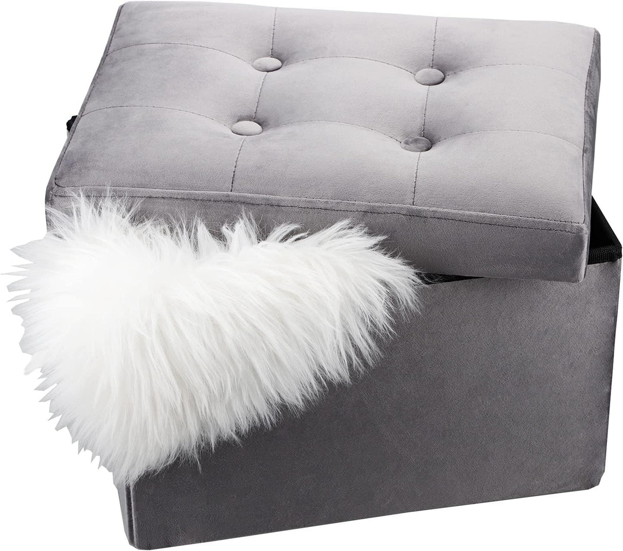 Ottomán de almacenamiento plegable con reposapiés y acolchado
