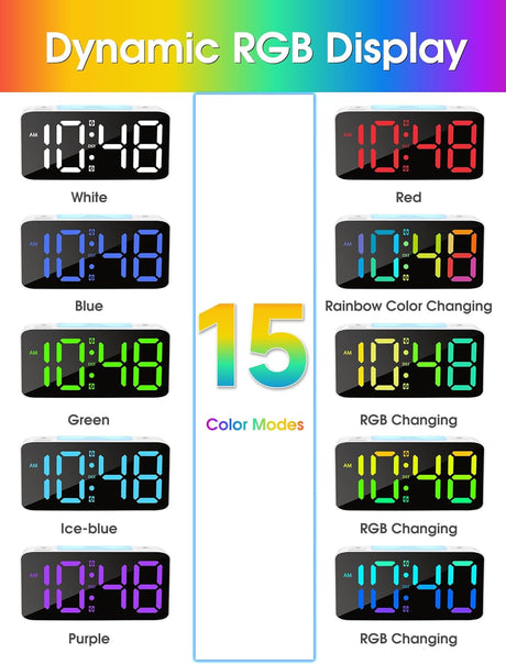 Reloj Despertador Digital con Luz Nocturna y Cargador USB