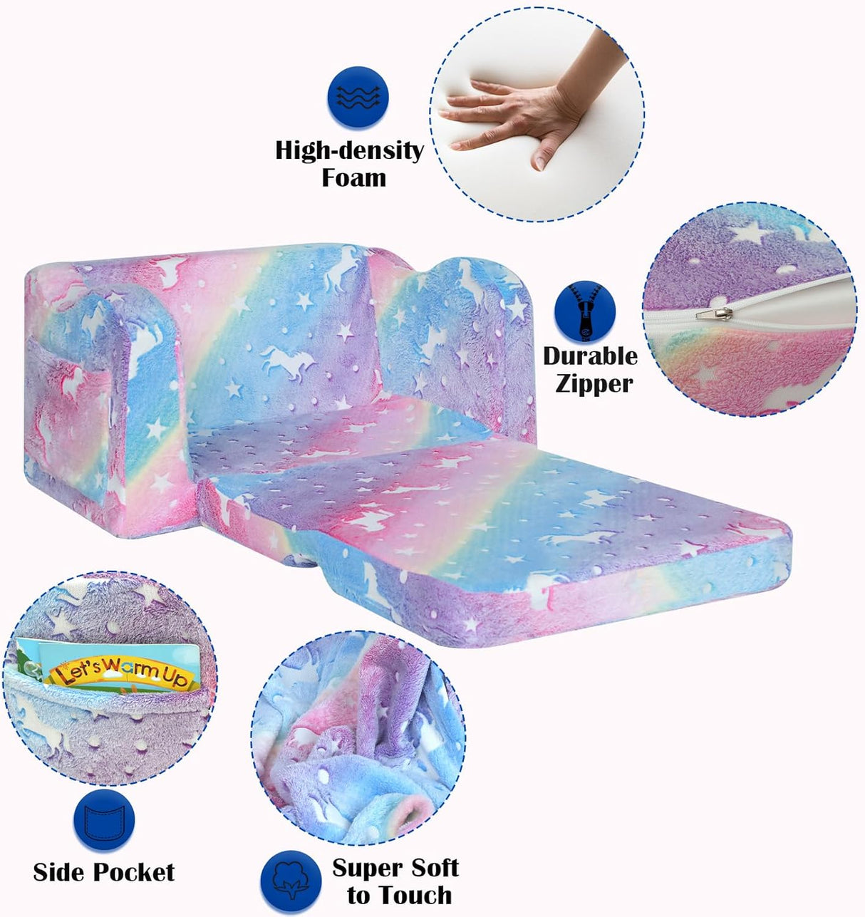 Silla plegable y convertible en cama con manta para niños