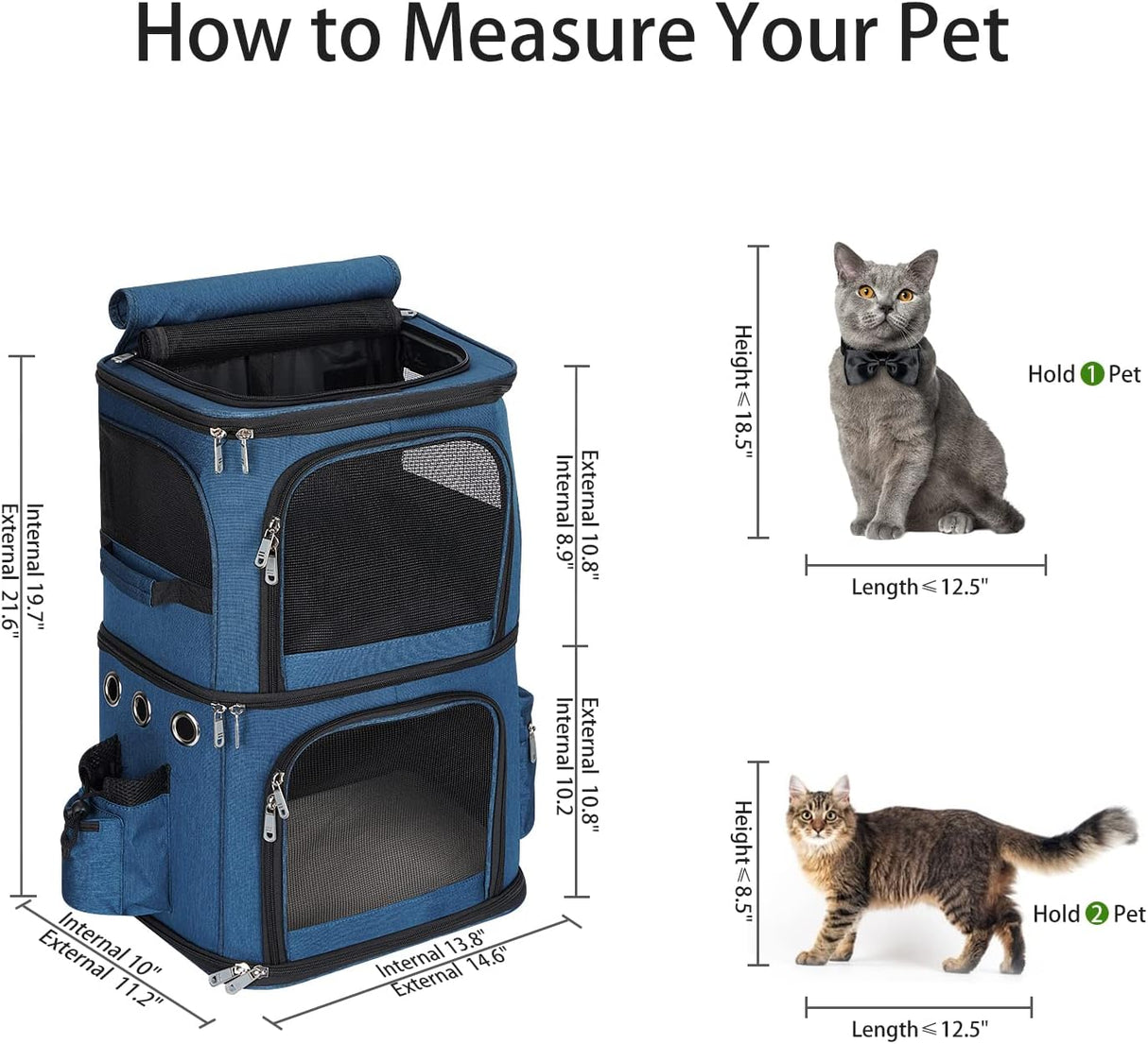 Mochila transportadora de mascotas de doble compartimento