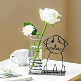 Marbrasse Jarrón hidropónico de vidrio de escritorio, florero con soporte para decoración del hogar, soporte moderno y creativo para terrario, contenedor Scindapsus (lindo perro)