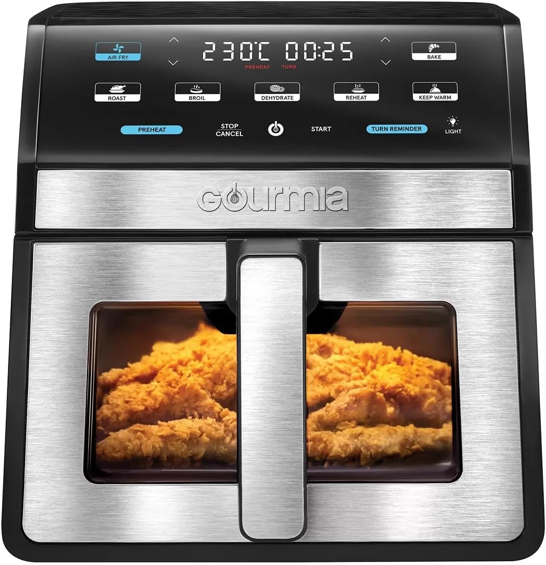 Freidora de aire Gourmia 7.5L con ventana y luz, Mod. GAF858