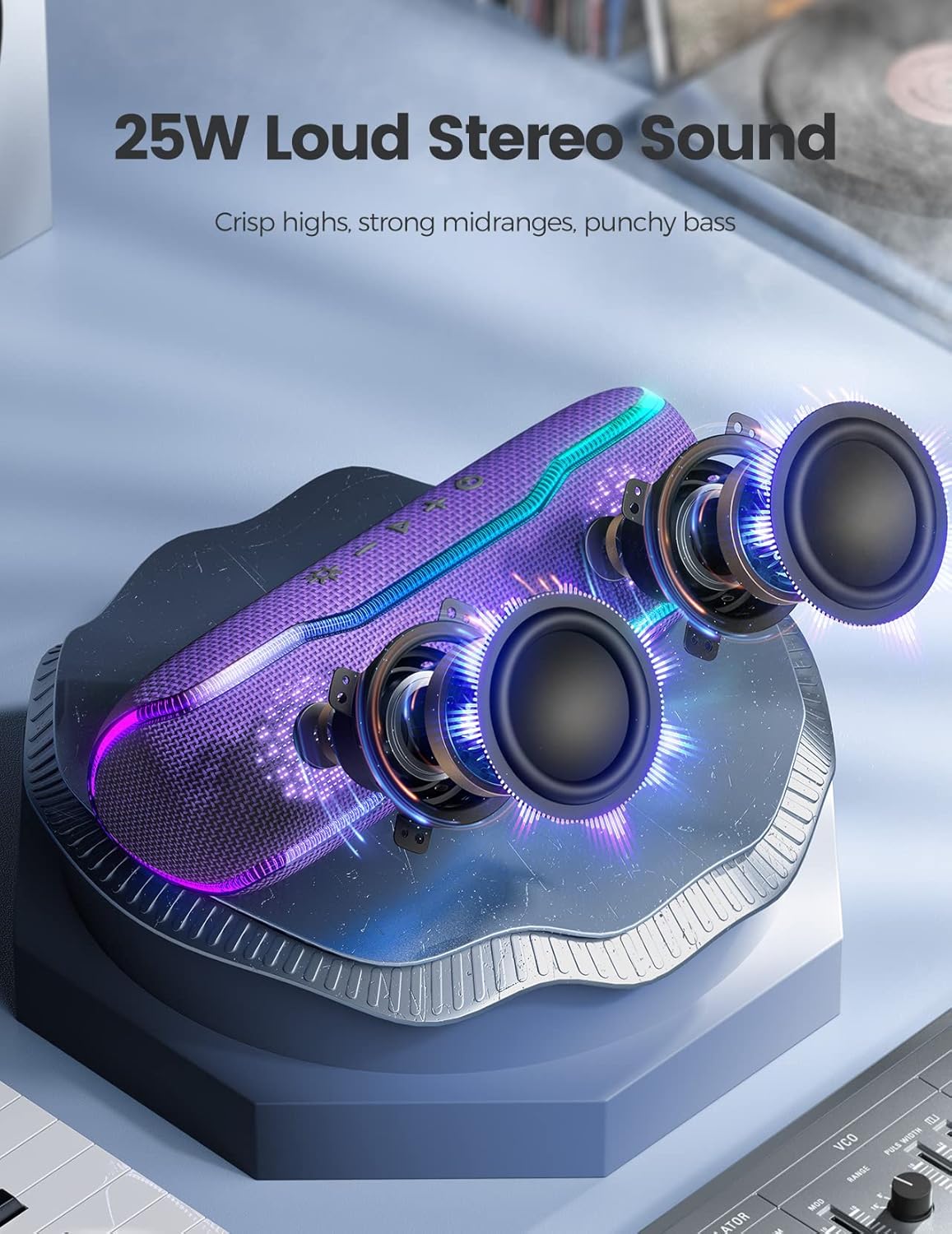 Altavoz Bluetooth IPX7 impermeable con luces y TWS