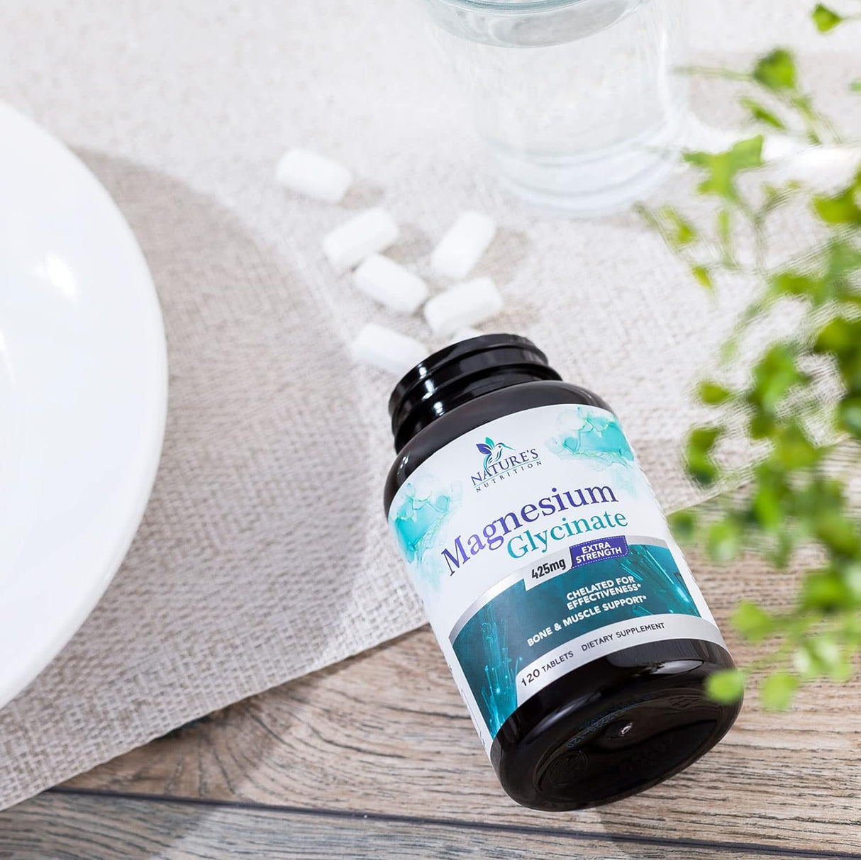 Suplemento Glicinato de magnesio 425 mg con calcio  vegano