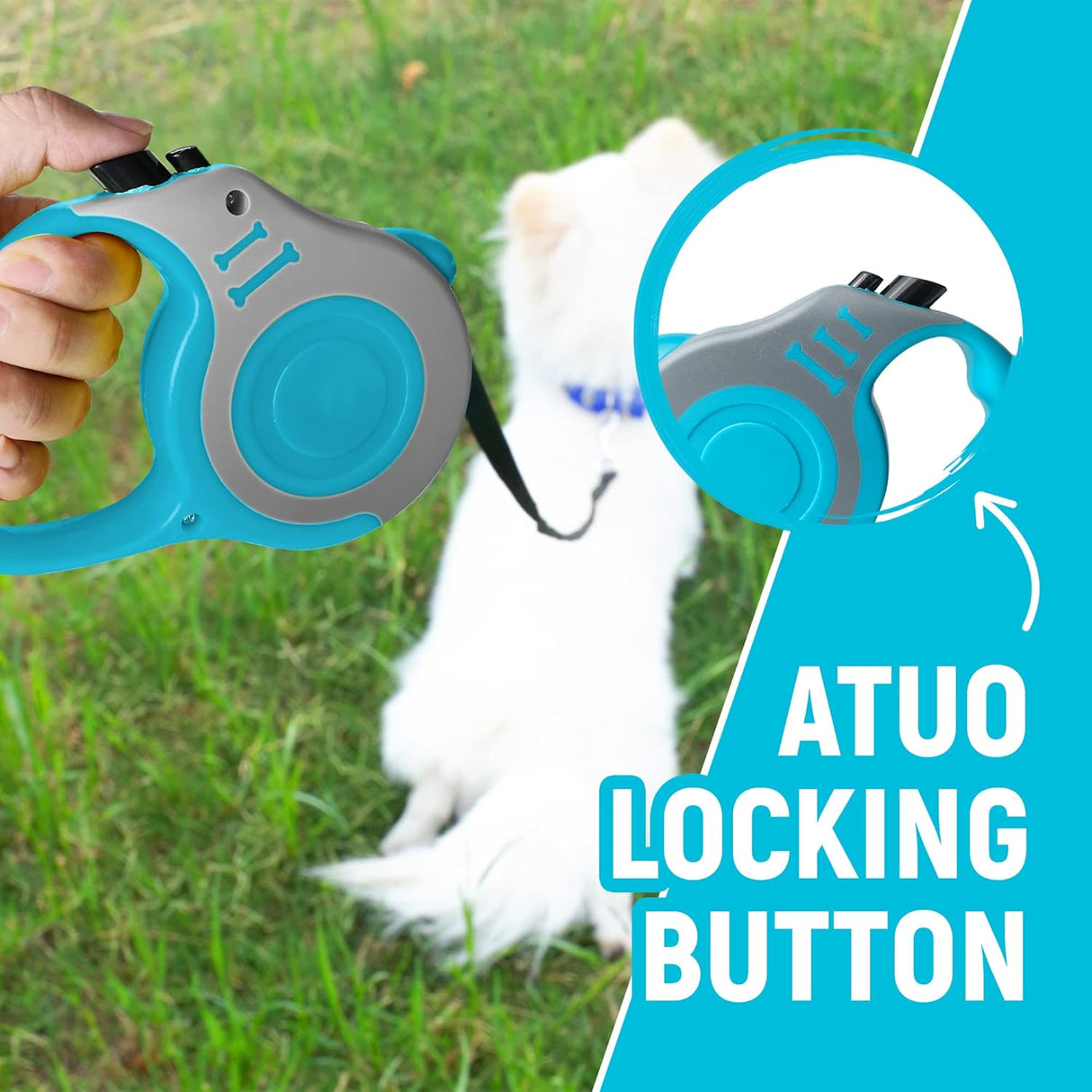Correa Retráctil Automática para Perros con Mango Antideslizante